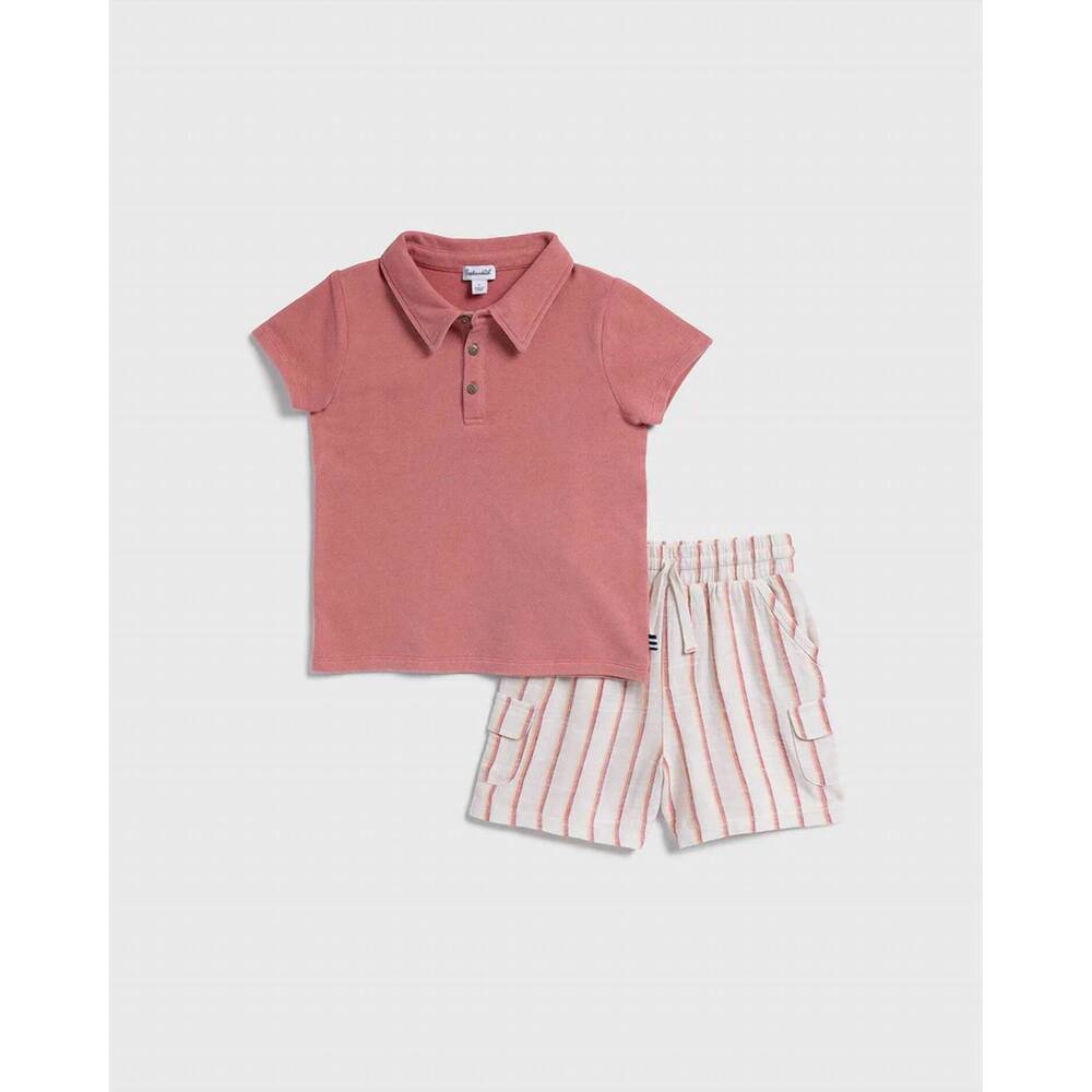 NEW SPLENDID kid's stripe short set in sienna